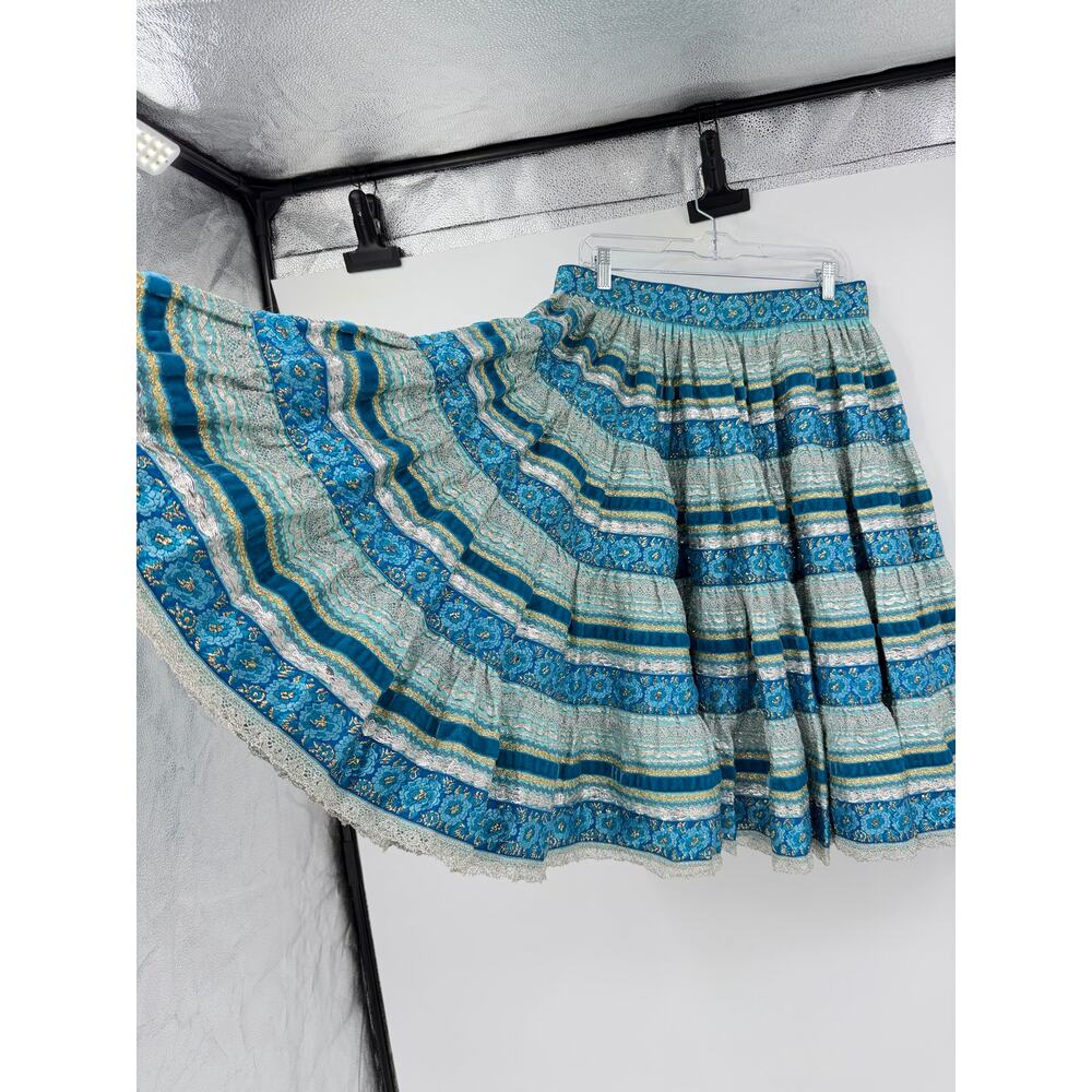 Vintage 70s Desert Flower Turquoise Western Top Circle Skirt Festival Prairie - Picture 9 of 16